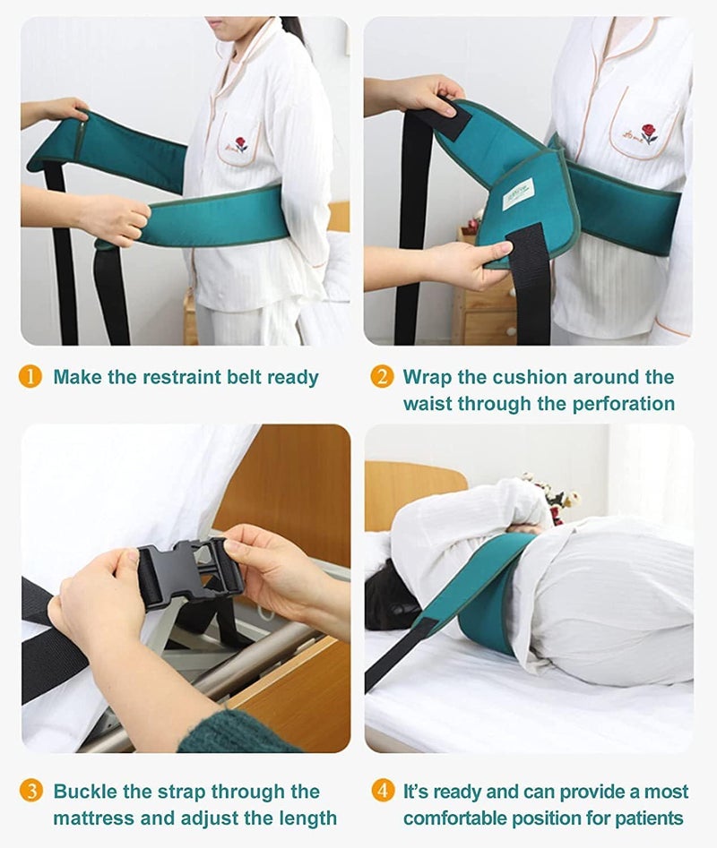 Elfzone Wheelchair Seat Belt - Bed Straps for Elderly，Bed Restraints for Elderly Dementia Patients,Chest Strap, Nursing Patient, Safety System to Control Limbs for Post-Operative Patients - Image 3